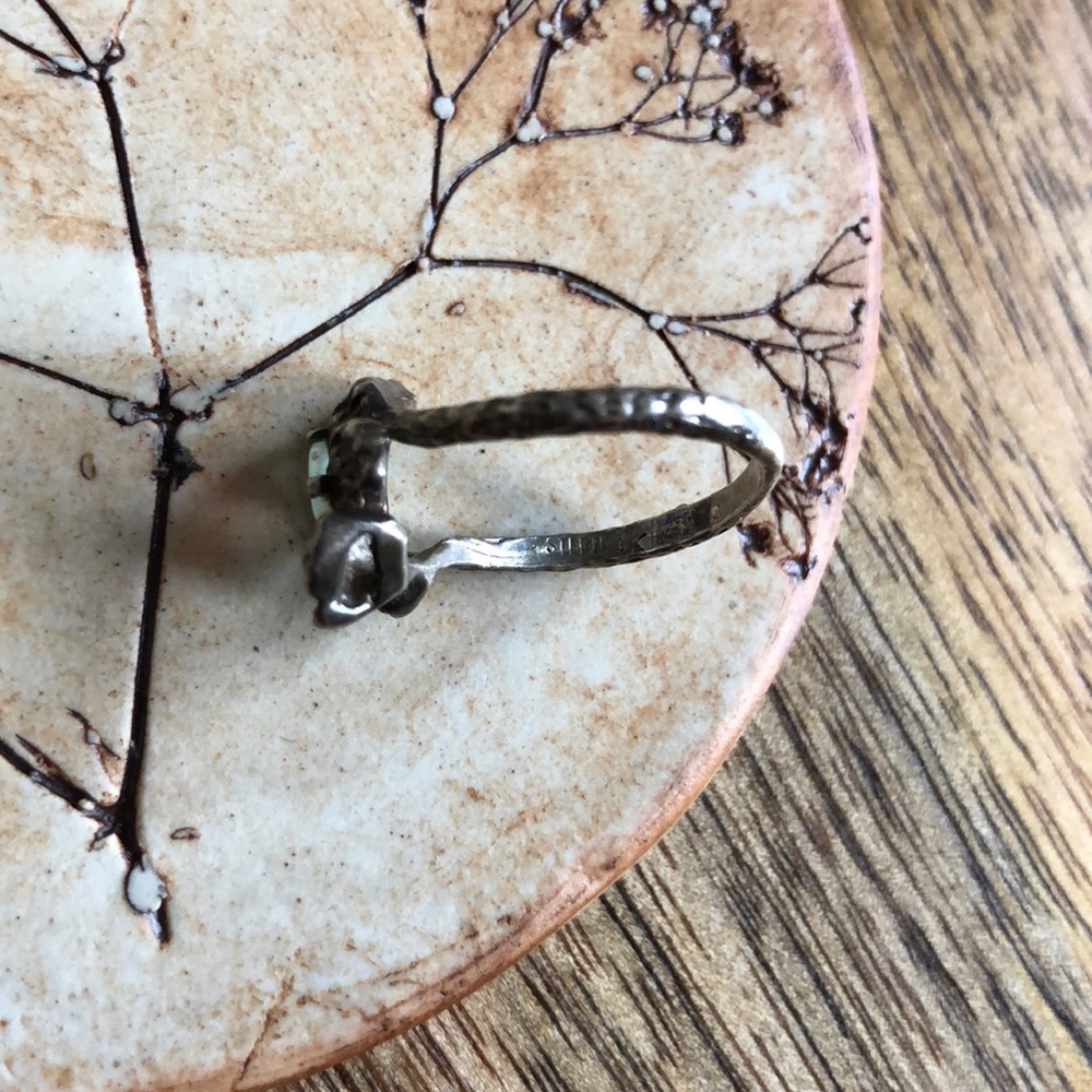 VINTAGE Brutalist Modernist Sterling Opal Ring, 6 - Picture 12 of 16